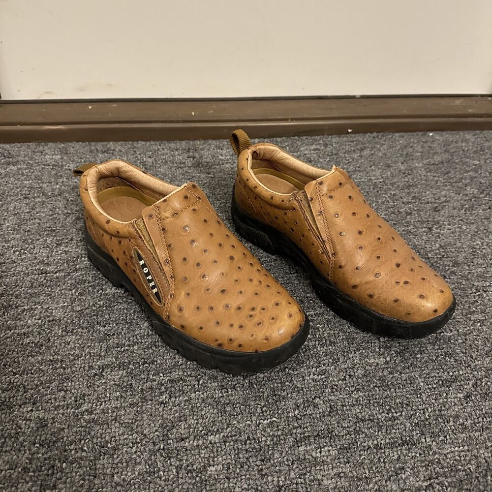 ROPER Ostrich Shoes women 8.5 Brown Performance Faux Leather Slip On Loafer